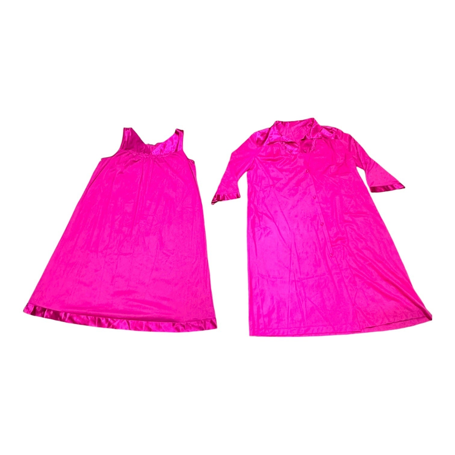 Vanity Fair Womens Vintage Pink Nightgown Robe Set Size Large Housecoat Pajamas
