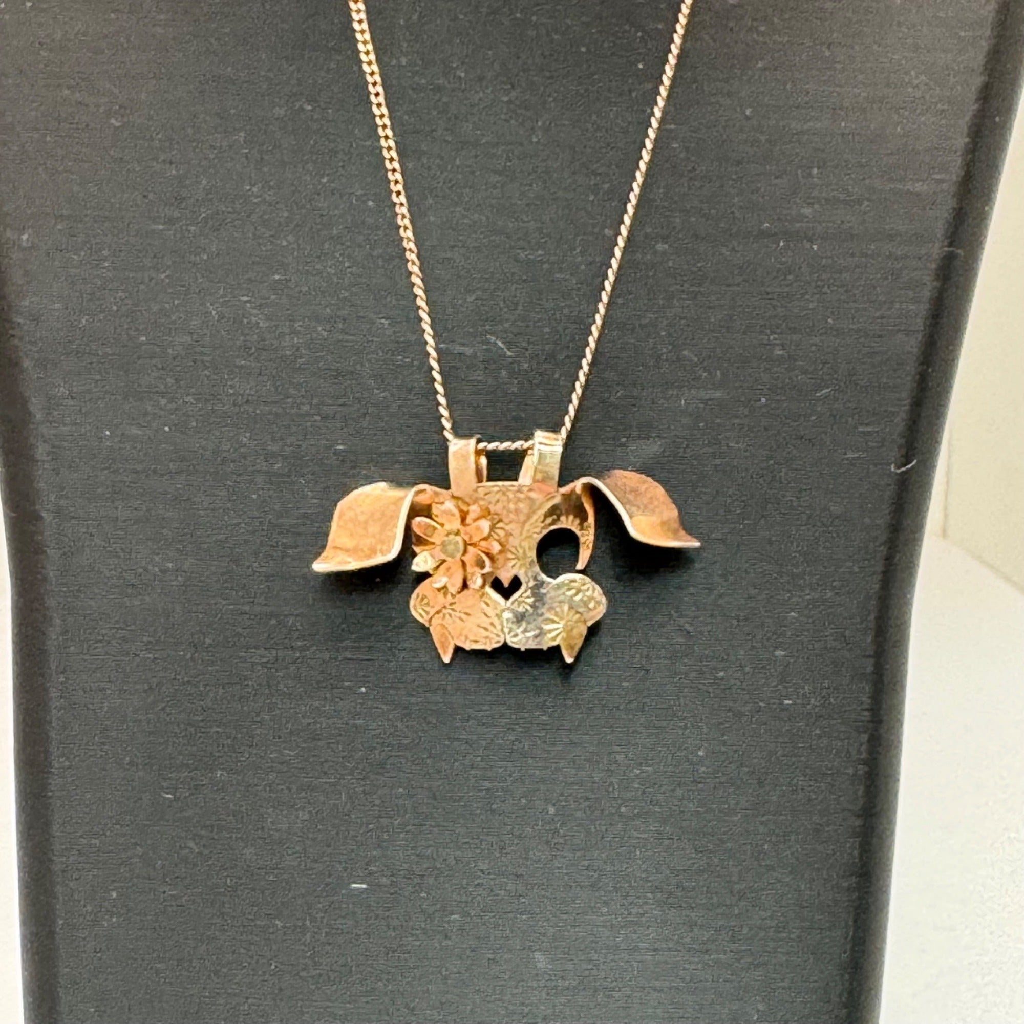 Bad Bunny Mask Pendant Sterling Silver Necklace Floral Heart18" Pop Culture Y2K