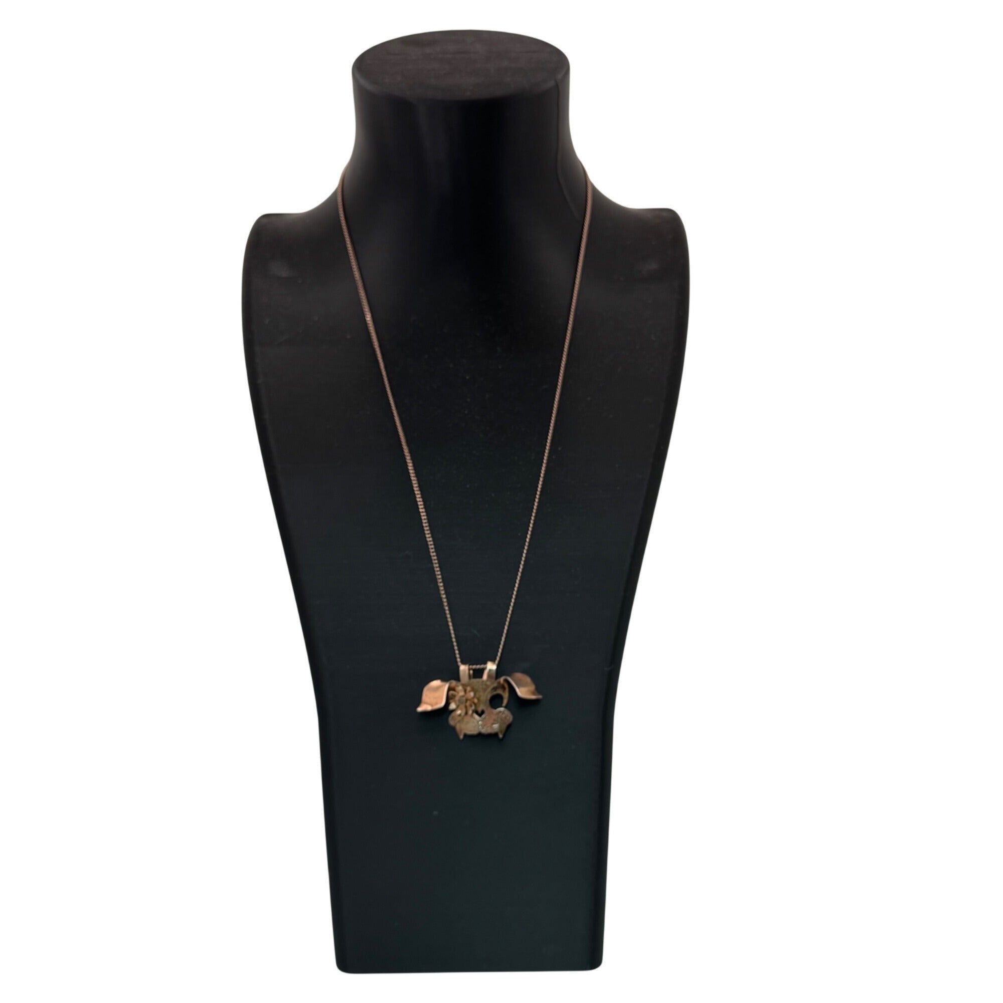Bad Bunny Mask Pendant Sterling Silver Necklace Floral Heart18" Pop Culture Y2K