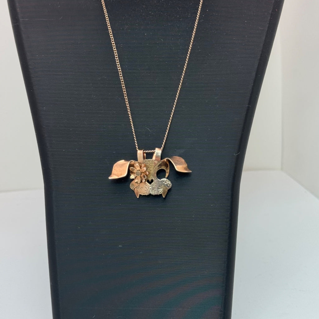 Bad Bunny Mask Pendant Sterling Silver Necklace Floral Heart18" Pop Culture Y2K