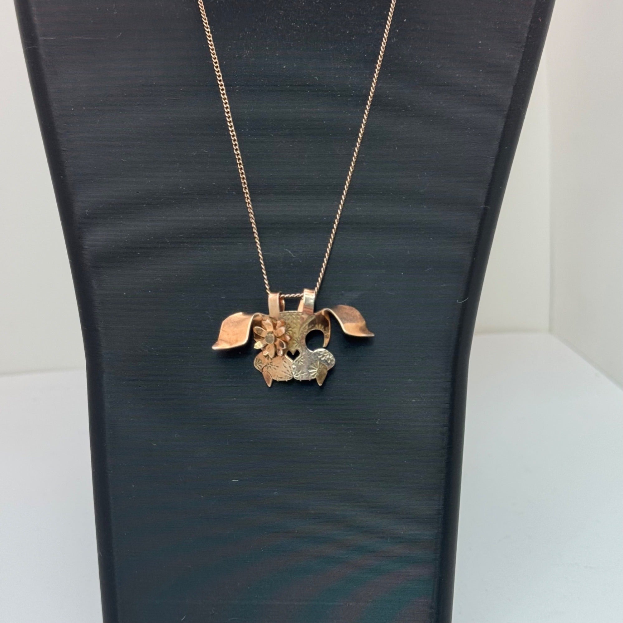 Bad Bunny Mask Pendant Sterling Silver Necklace Floral Heart18" Pop Culture Y2K