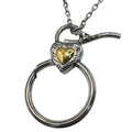 Brighton Toggle Necklace Heart Charm Crystal Silver-Tone 34” Gold Reversible ID