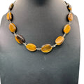 Tigers Eye & Sterling Silver Beaded Necklace Choker BibToggle Clasp 15" Gemstone