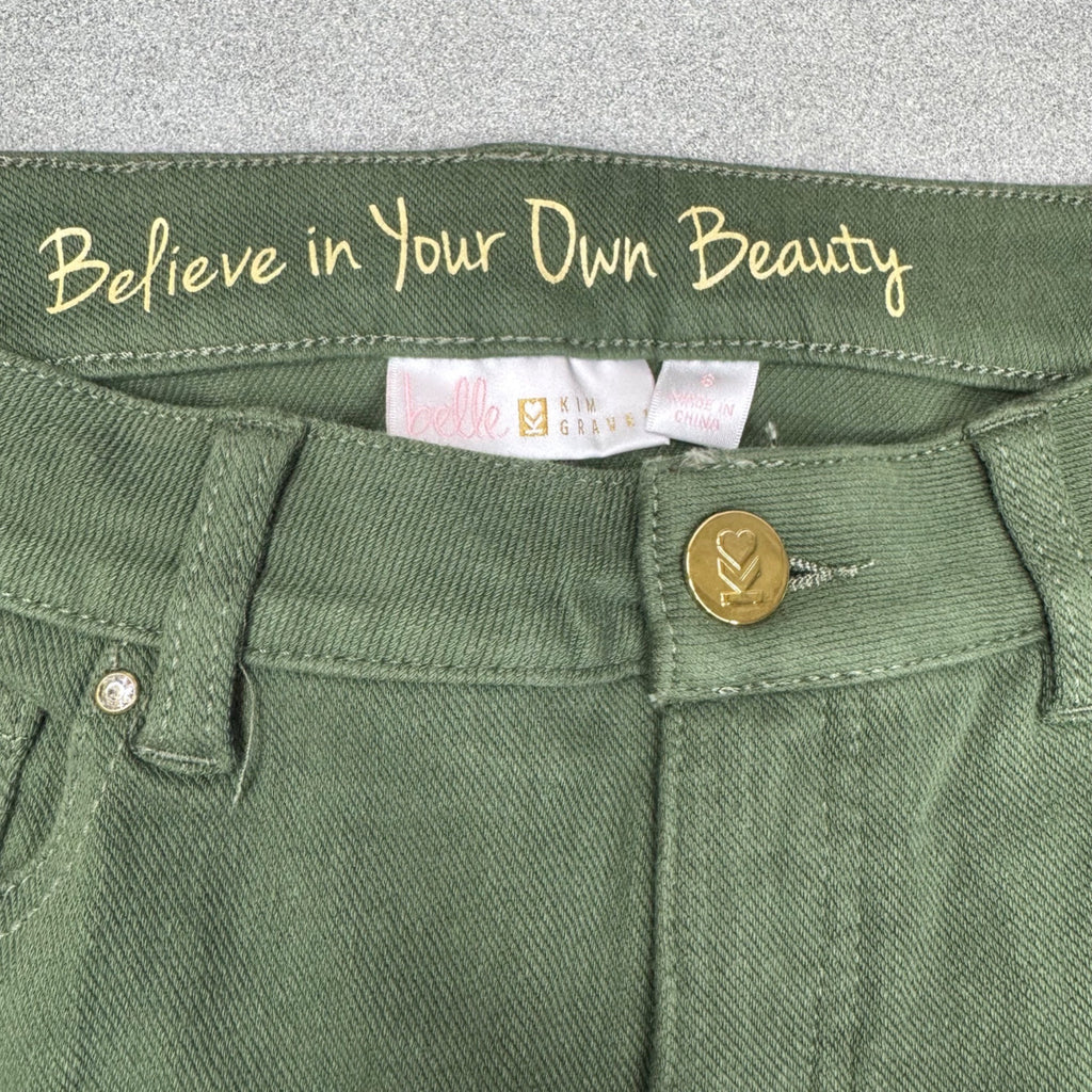 Belle By Kim Gravel Womens Green Straight Leg Pants Sz 6 Jeans Olive New w/o Tag