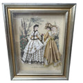 Antique La Mode Illustree Print 3D Shadow Box Gold Frame Fabric 12x15 Fashion