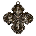 Four Way Catholic Cross Pendant With Religious Icons Vintage Sterling Silver 1"