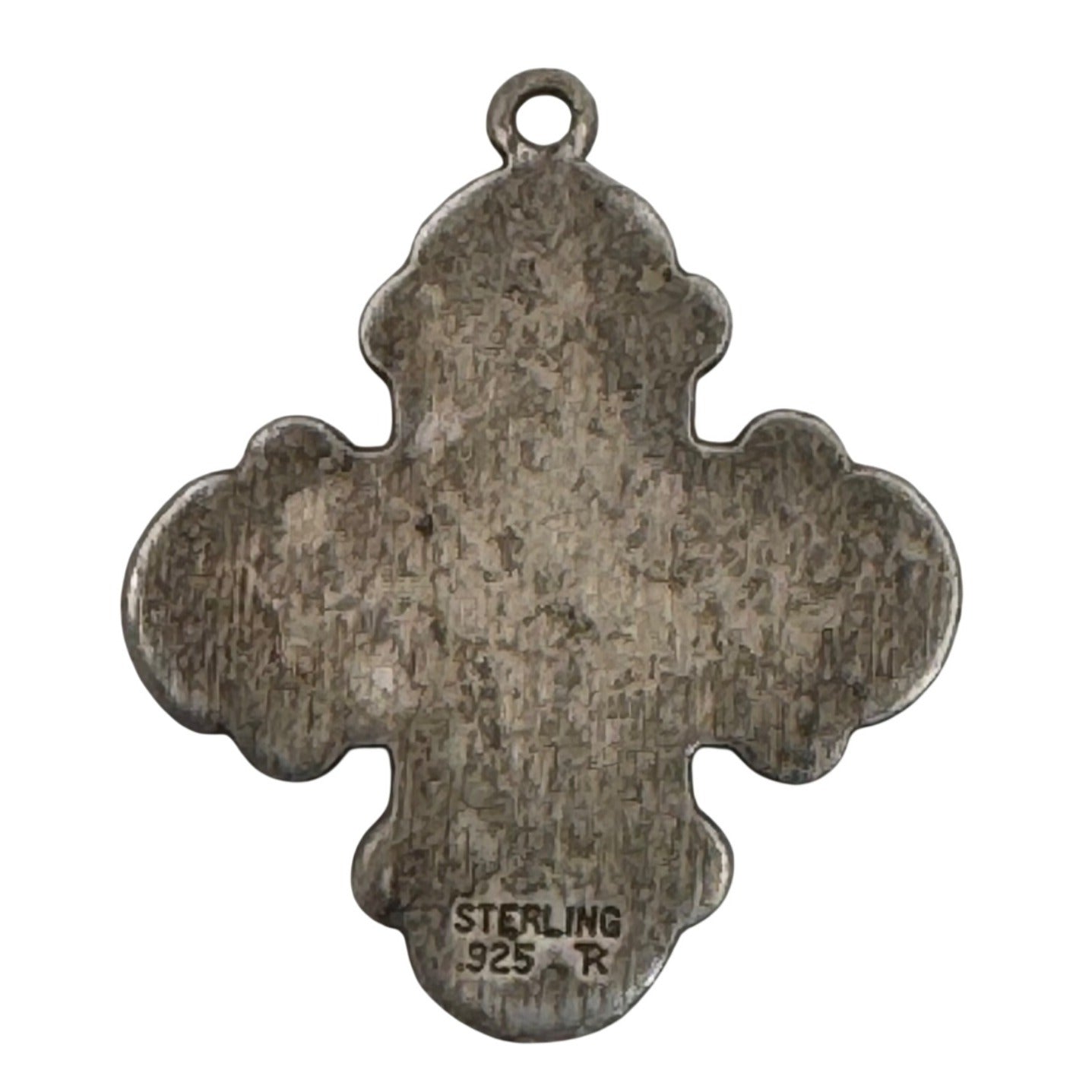 Four Way Catholic Cross Pendant With Religious Icons Vintage Sterling Silver 1"