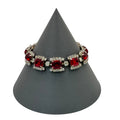 Regency Red Rhinestone Tennis Bracelet Silver-Tone Setting Mid-Century Vintage