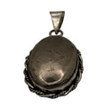 Vintage Sterling Silver Oval Hematite Pendant Rope Edge Design 1.25" Southwest