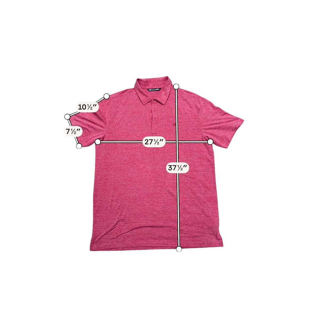 Travis Mathew Mens Red Performance Polo Shirt L Short Sleeve Striped Lightweight