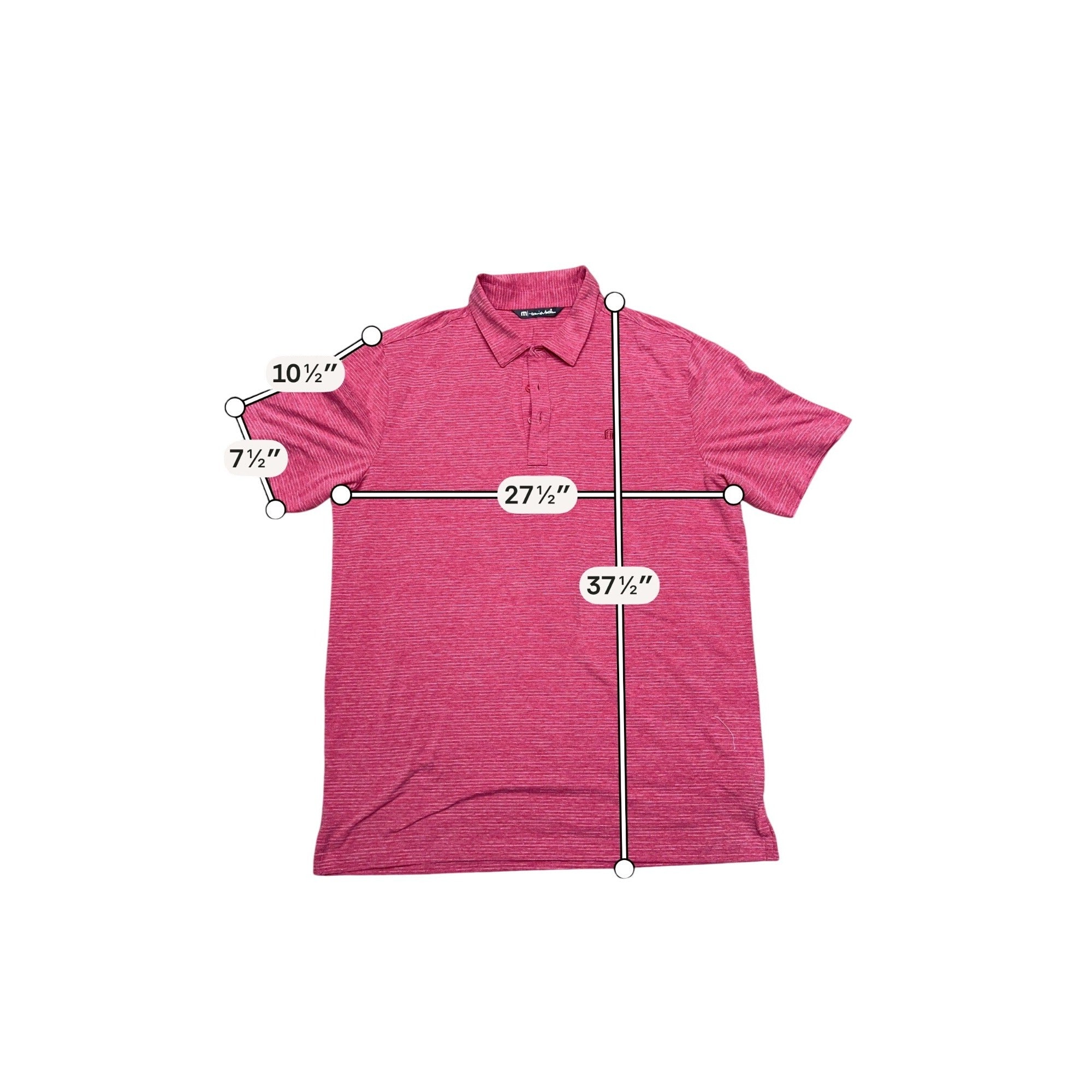Travis Mathew Mens Red Performance Polo Shirt L Short Sleeve Striped Lightweight