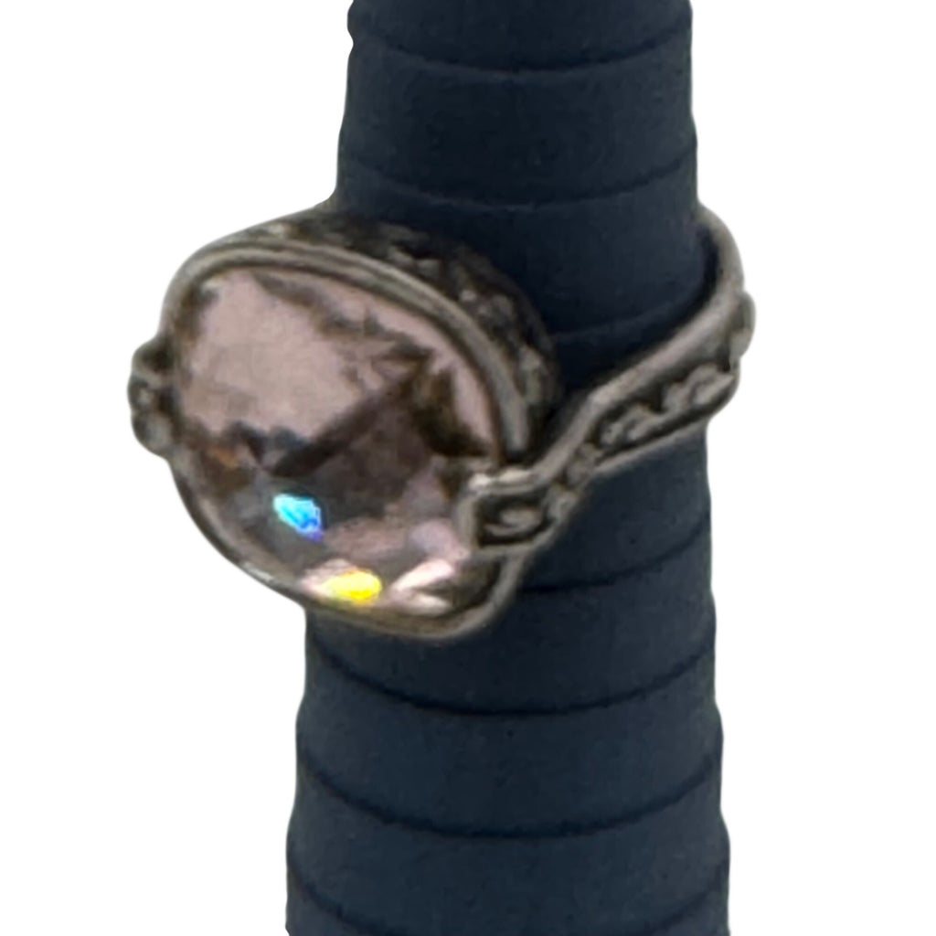 Brighton Smoky Quartz Silver Tone Ring Faceted Crystal Stone Filigree Band Sz 7