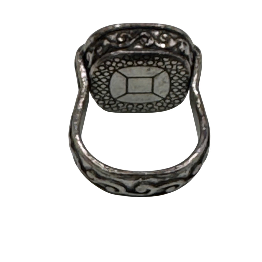 Brighton Smoky Quartz Silver Tone Ring Faceted Crystal Stone Filigree Band Sz 7