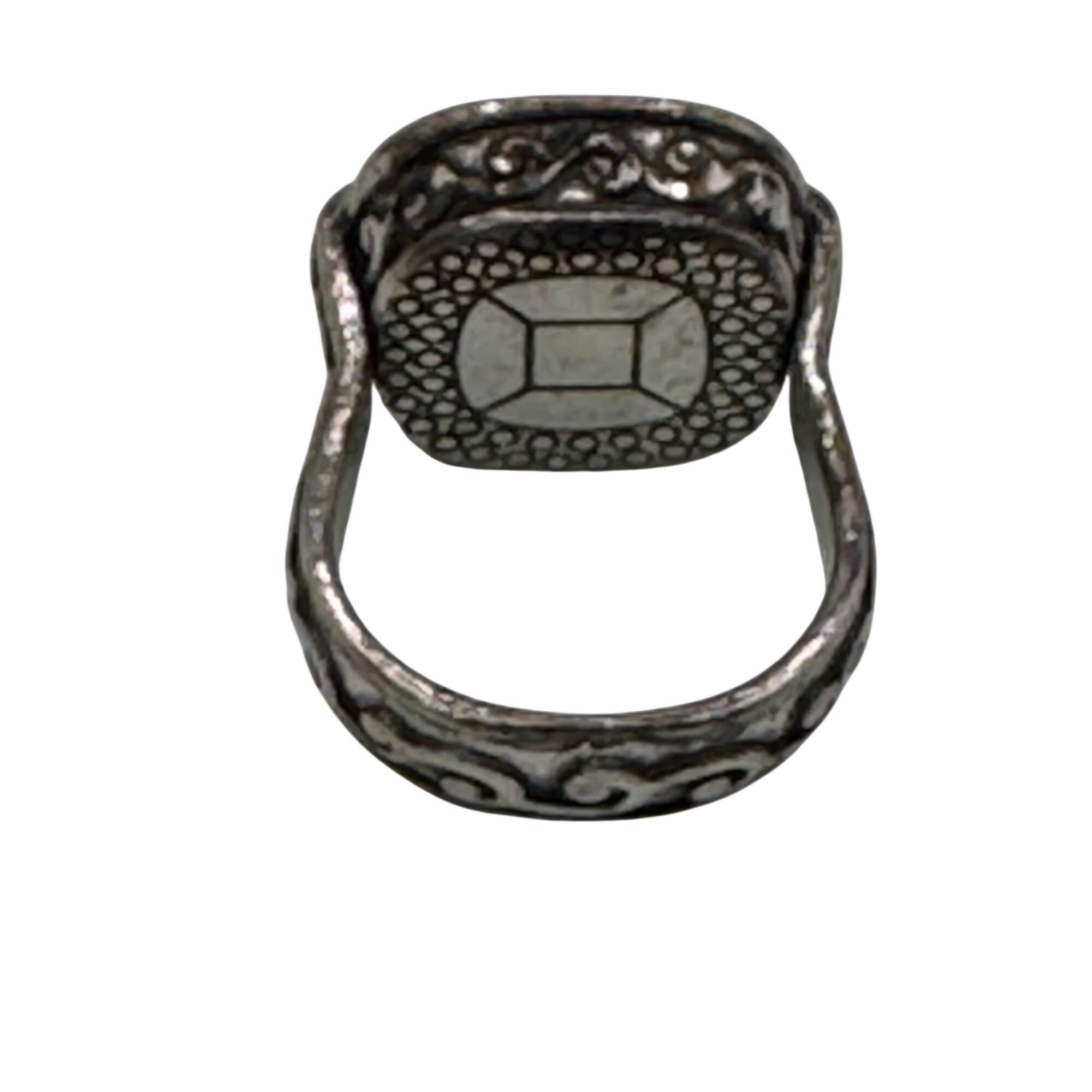Brighton Smoky Quartz Silver Tone Ring Faceted Crystal Stone Filigree Band Sz 7