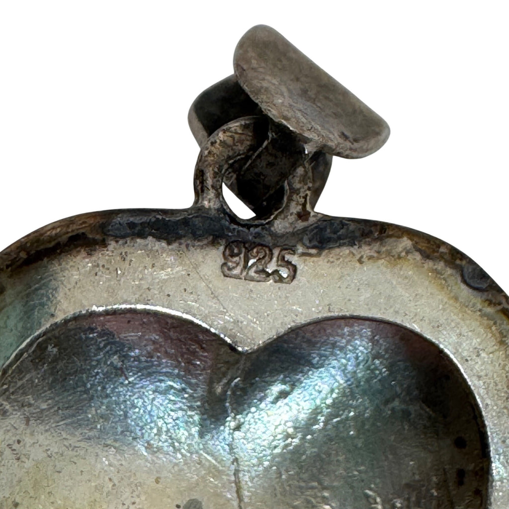 Vintage Sterling Silver 925 Puffy Heart Photo Locket Pendant .75" Miniature