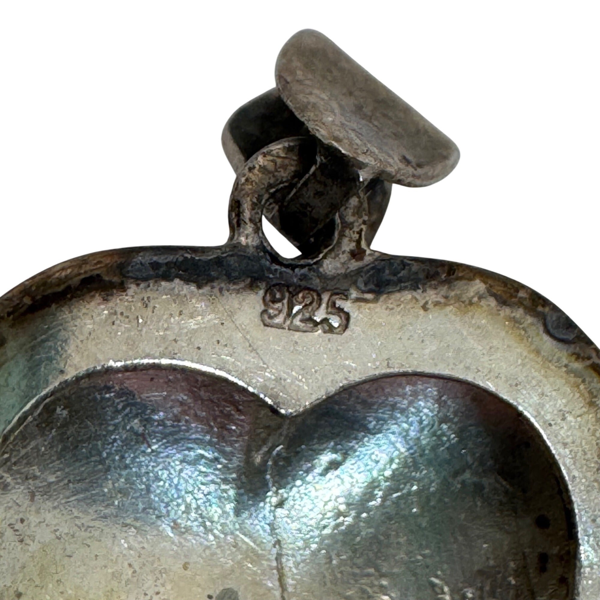 Vintage Sterling Silver 925 Puffy Heart Photo Locket Pendant .75" Miniature