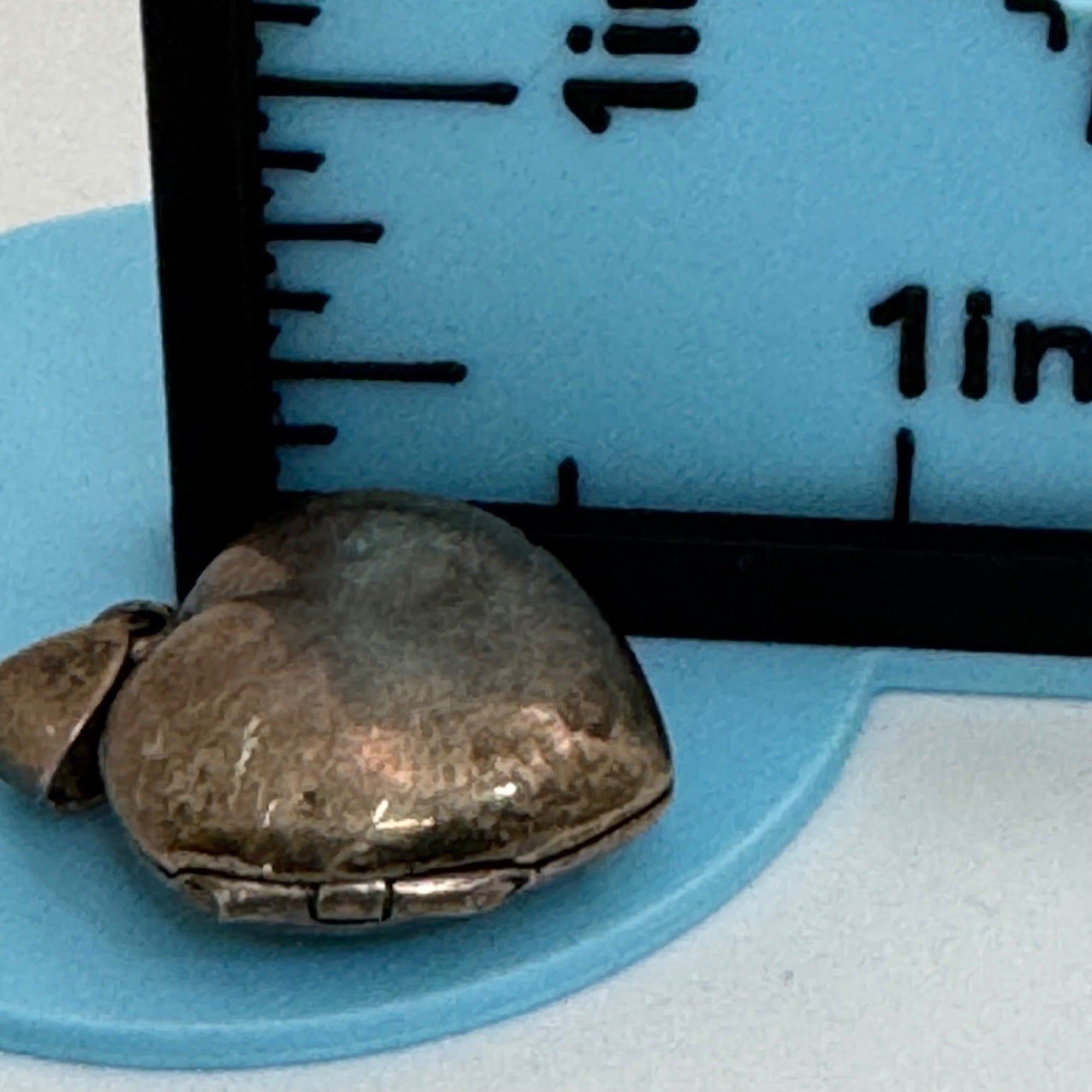 Vintage Sterling Silver 925 Puffy Heart Photo Locket Pendant .75" Miniature