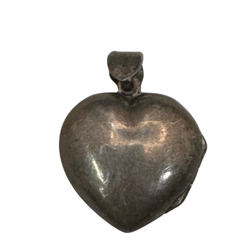 Vintage Sterling Silver 925 Puffy Heart Photo Locket Pendant .75" Miniature
