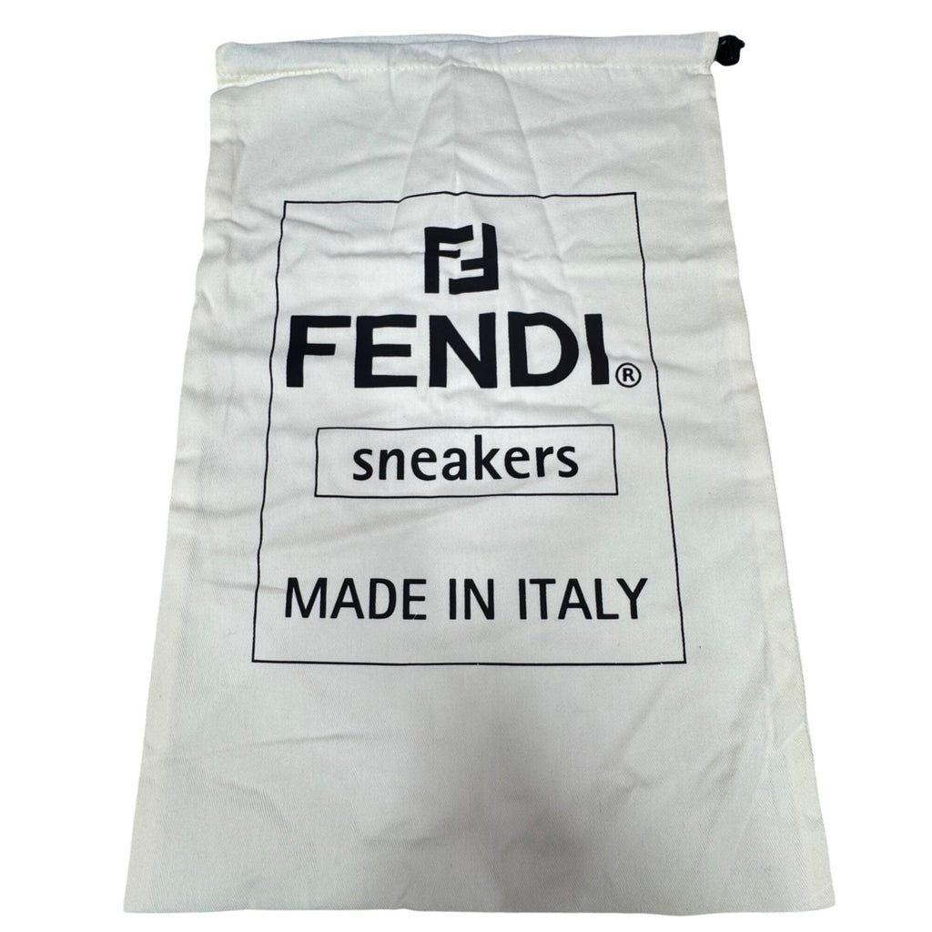 Fendi Roma Cream Dust Bag Shoes Drawstring Sneakers Black Logo 18"X11" Authentic