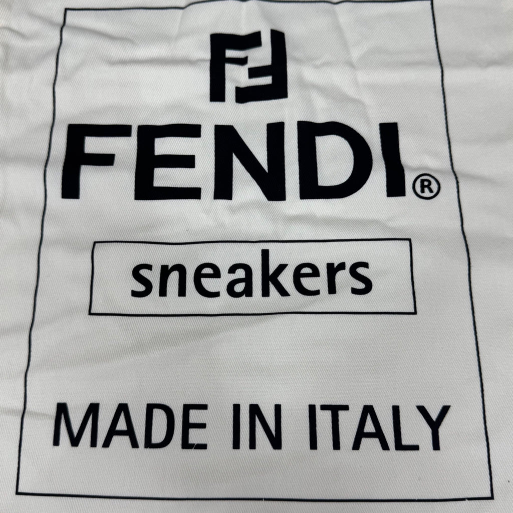 Fendi Roma Cream Dust Bag Shoes Drawstring Sneakers Black Logo 18"X11" Authentic
