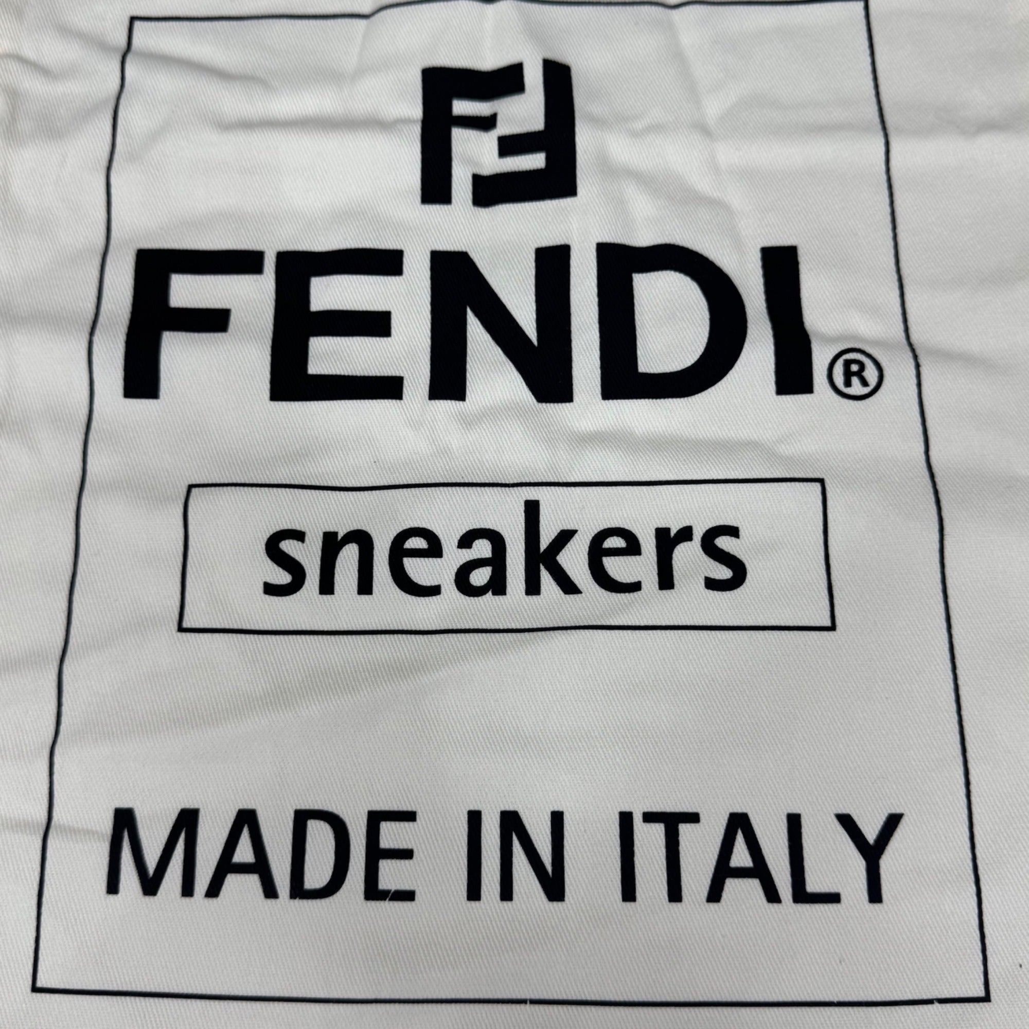 Fendi Roma Cream Dust Bag Shoes Drawstring Sneakers Black Logo 18"X11" Authentic