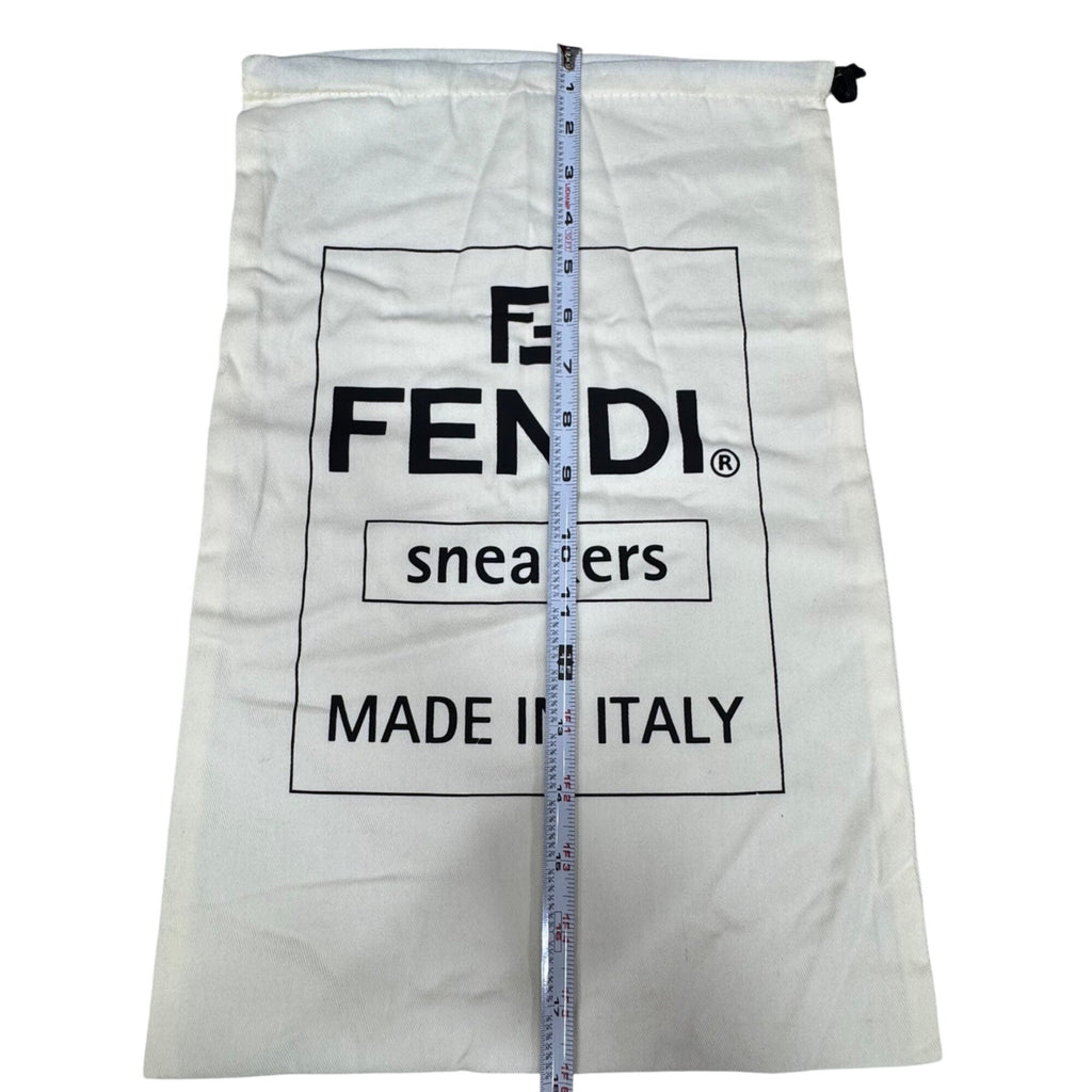Fendi Roma Cream Dust Bag Shoes Drawstring Sneakers Black Logo 18"X11" Authentic