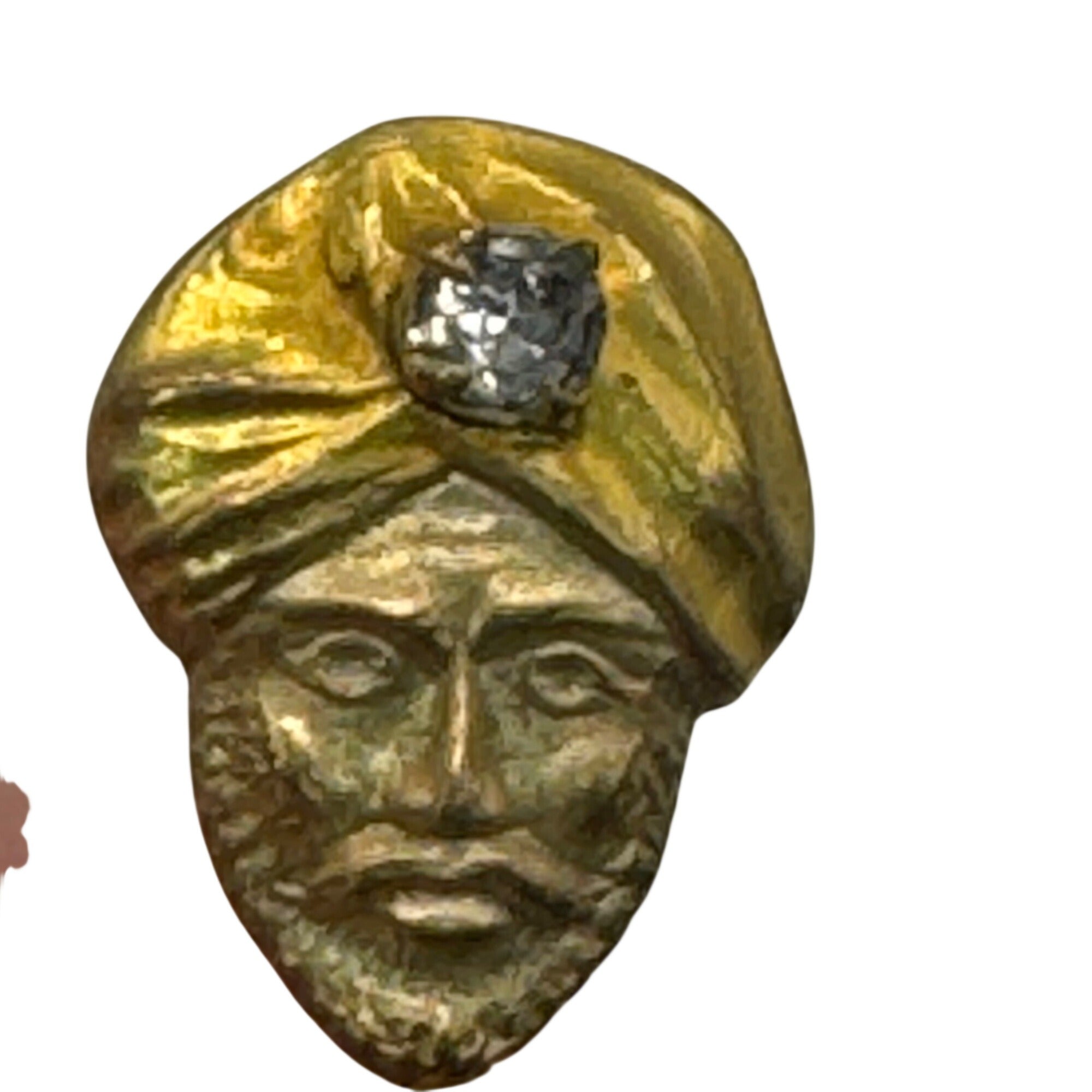 ANTIQUE 10K Gold Diamond Bearded Man Stick Pin Tie Handcrafted Stickpin Vintage