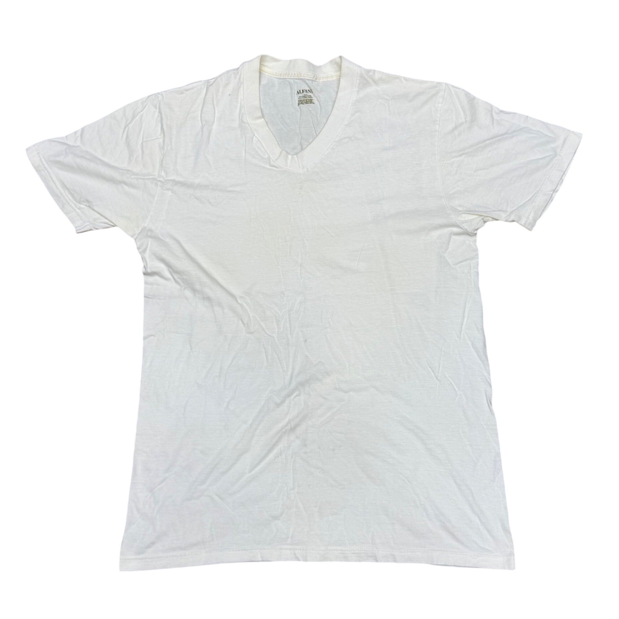 Alfani White V-Neck T-Shirt L 100% Combed Cotton Made In Canada Undershirt Pima