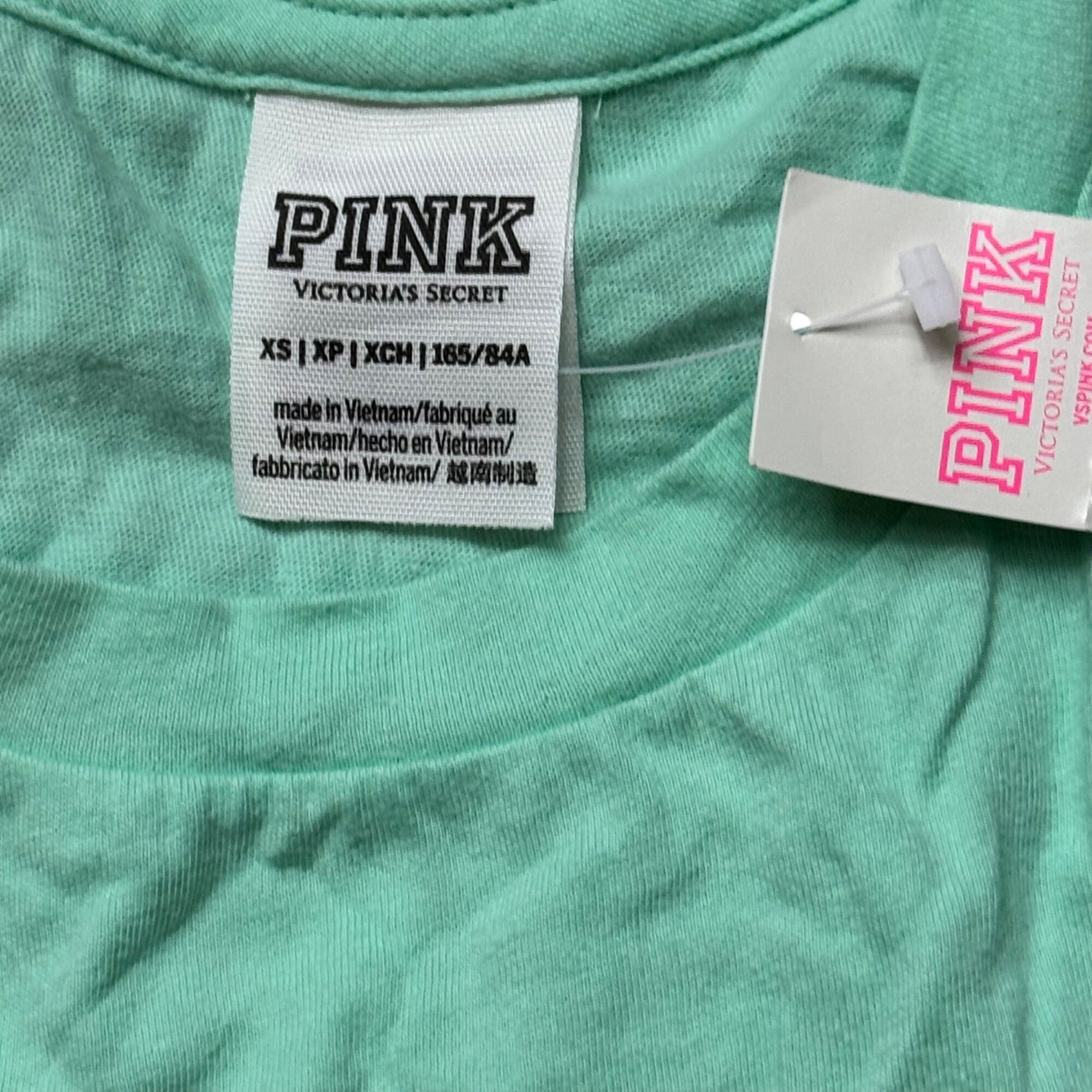 Victoria Secret Pink Chicago Muscle Tank Top XS Mint Green Racerback 100% Cotton