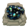 Molded Glass AB Kramer Blue & Green Rhinestone Brooch Pearls Aurora Borealis 2"