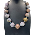 Vintage St John Glass Beaded Necklace Mixed Earth Tones18" Pastel Statement RARE