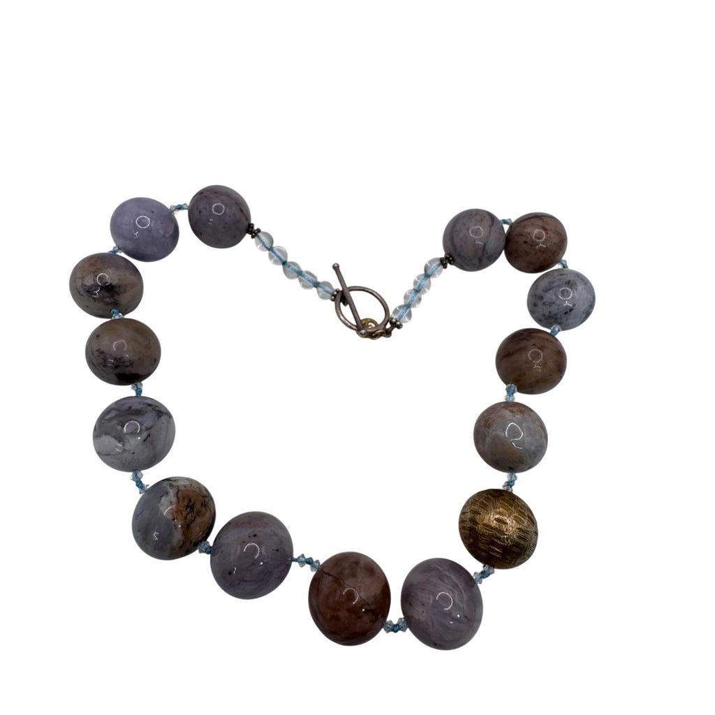 Vintage St John Glass Beaded Necklace Mixed Earth Tones18" Pastel Statement RARE