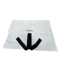 Chanel White Dust Bag With Black Ties 18"x13" Cotton Storage For Handbags Or Accessories