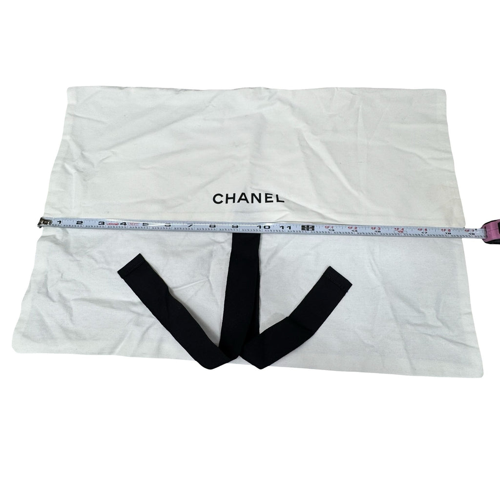 Chanel White Dust Bag With Black Ties 18"x13" Cotton Storage For Handbags Or Accessories