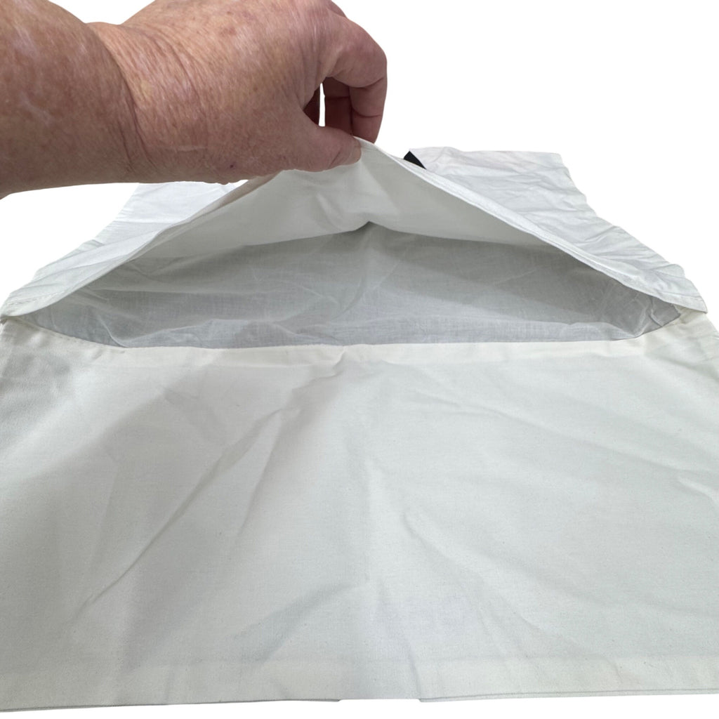 Chanel White Dust Bag With Black Ties 18"x13" Cotton Storage For Handbags Or Accessories
