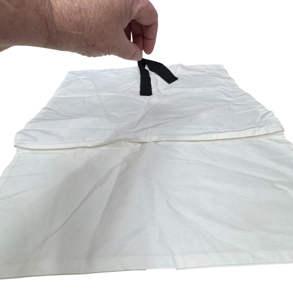 Chanel White Dust Bag With Black Ties 18"x13" Cotton Storage For Handbags Or Accessories