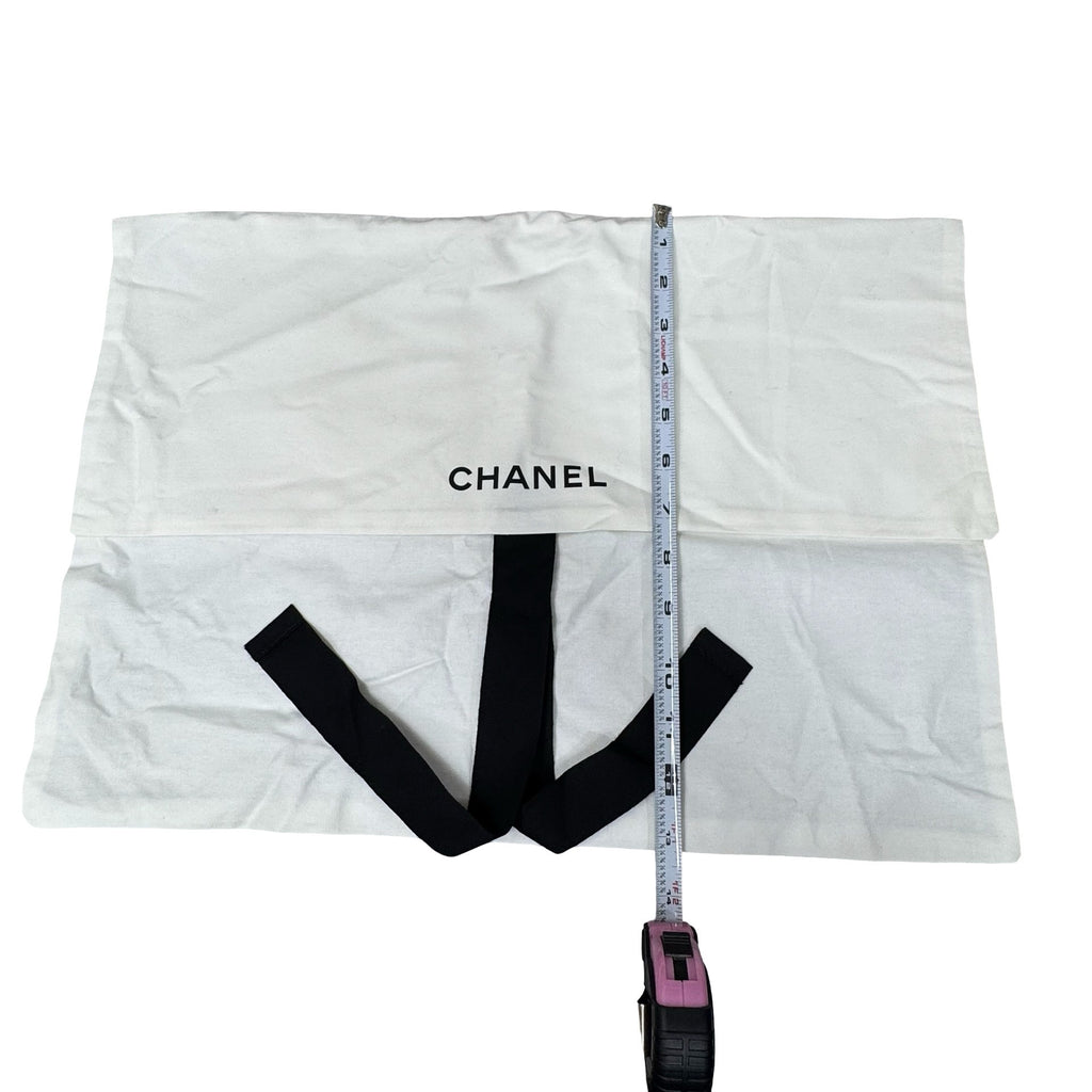 Chanel White Dust Bag With Black Ties 18"x13" Cotton Storage For Handbags Or Accessories