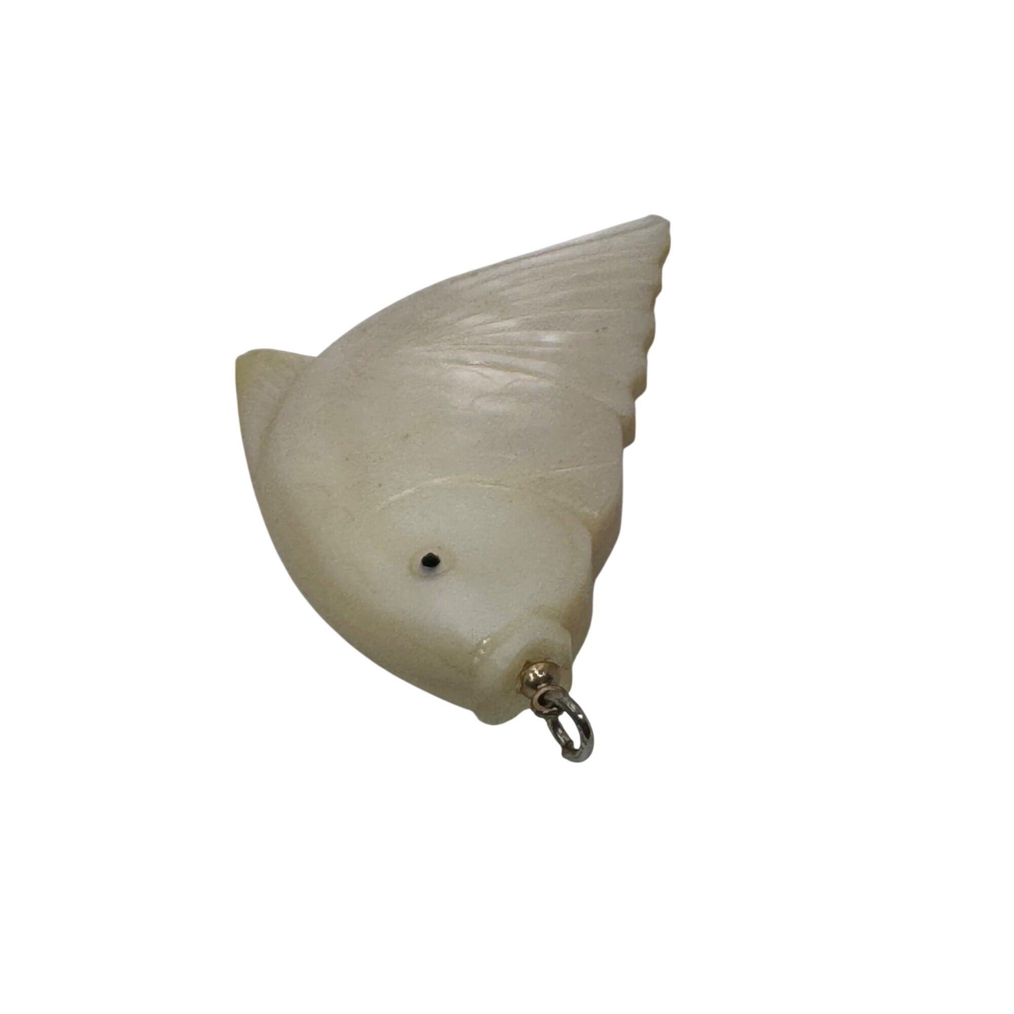 Vintage Large Fish Shaped Carved Mother Of Pearl Pendant 3" Koi Carp Fancy
