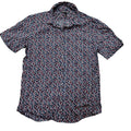 Michael Kors Mens Slim Fit Floral Short Sleeve Shirt Navy Blue Red White Size L