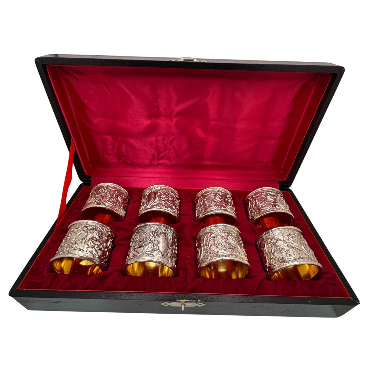 Corbell Cherub Silver Plated Napkin Rings Set Of 8 s Intricate Relief Made Japan