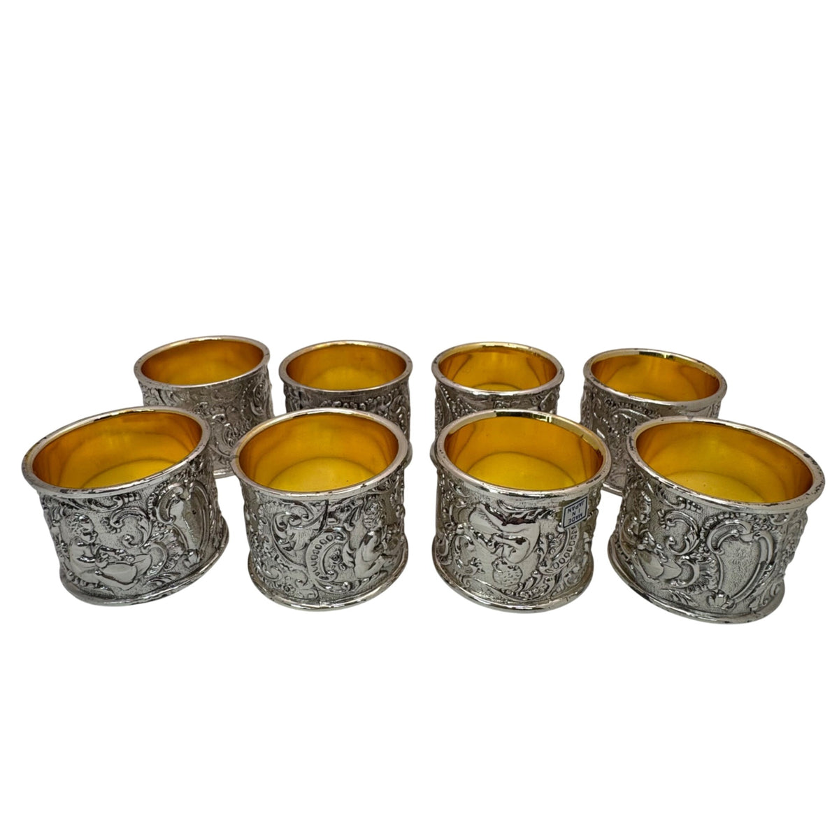Corbell Cherub Silver Plated Napkin Rings Set Of 8 s Intricate Relief Made Japan