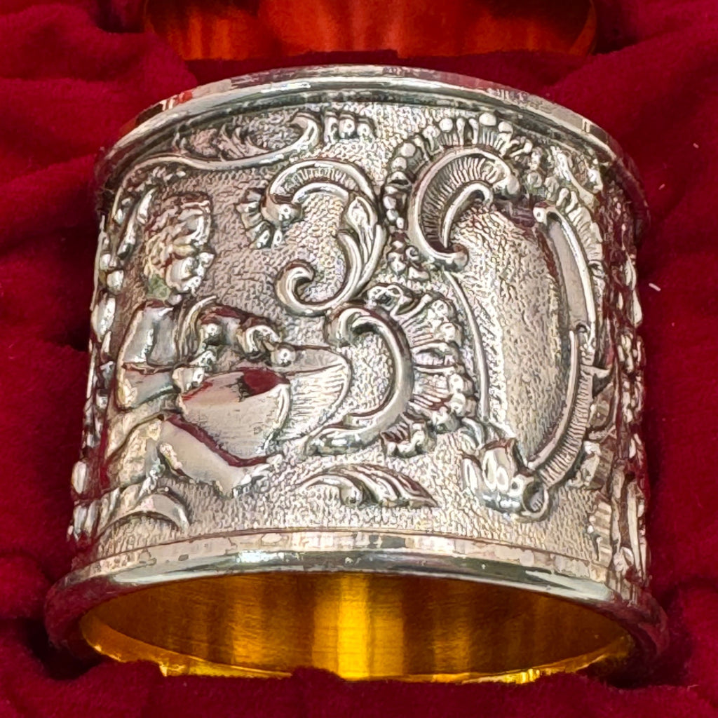 Corbell Cherub Silver Plated Napkin Rings Set Of 8 s Intricate Relief Made Japan