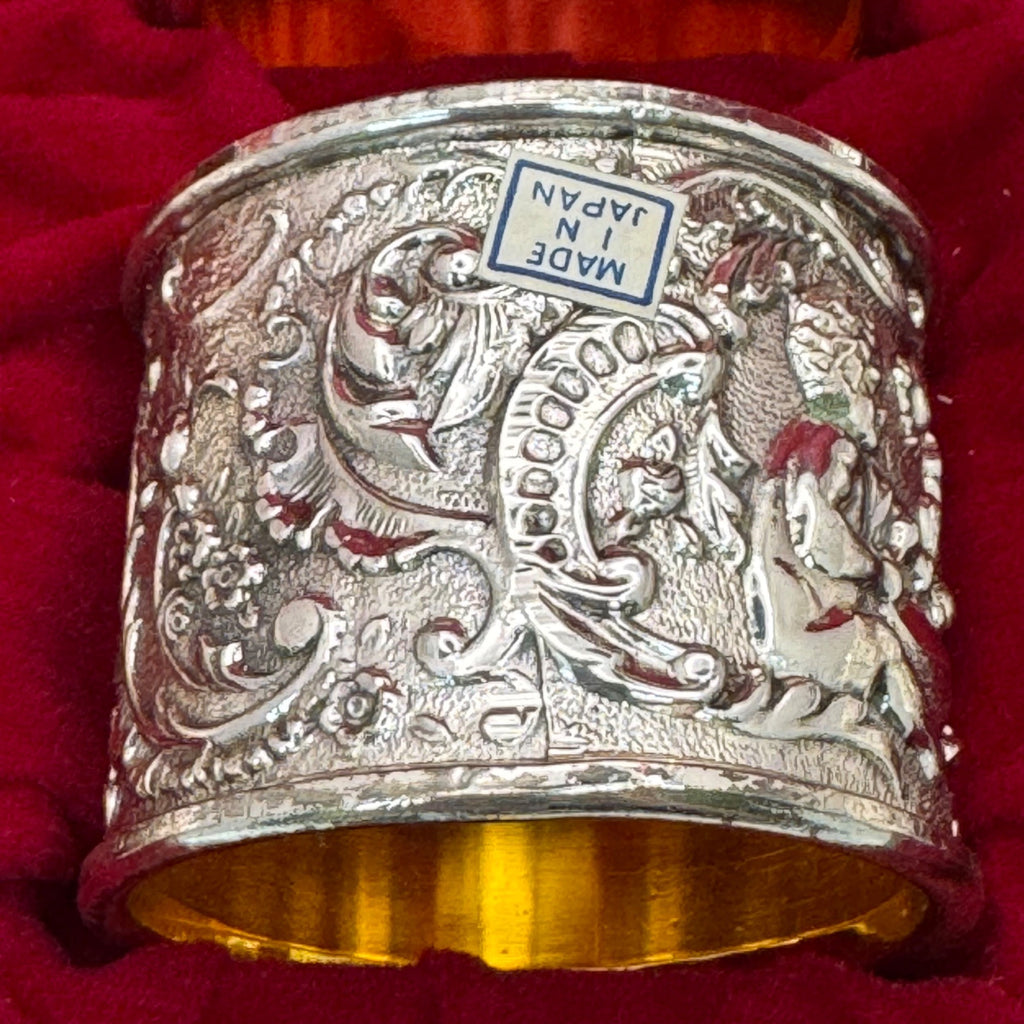 Corbell Cherub Silver Plated Napkin Rings Set Of 8 s Intricate Relief Made Japan