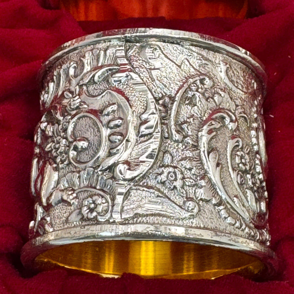 Corbell Cherub Silver Plated Napkin Rings Set Of 8 s Intricate Relief Made Japan