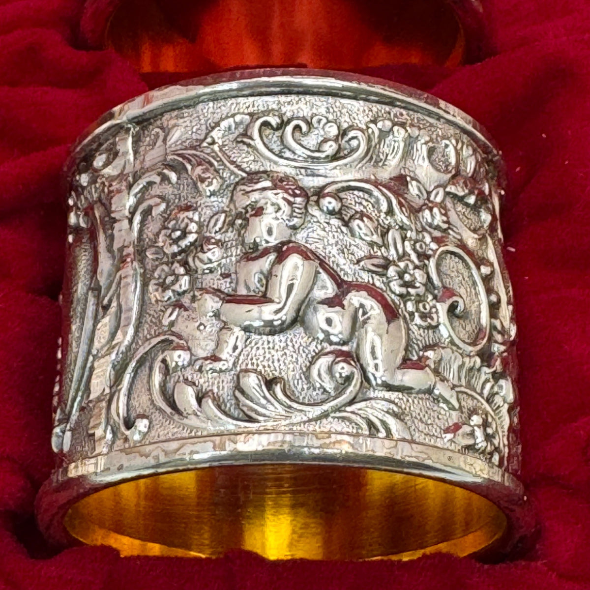 Corbell Cherub Silver Plated Napkin Rings Set Of 8 s Intricate Relief Made Japan