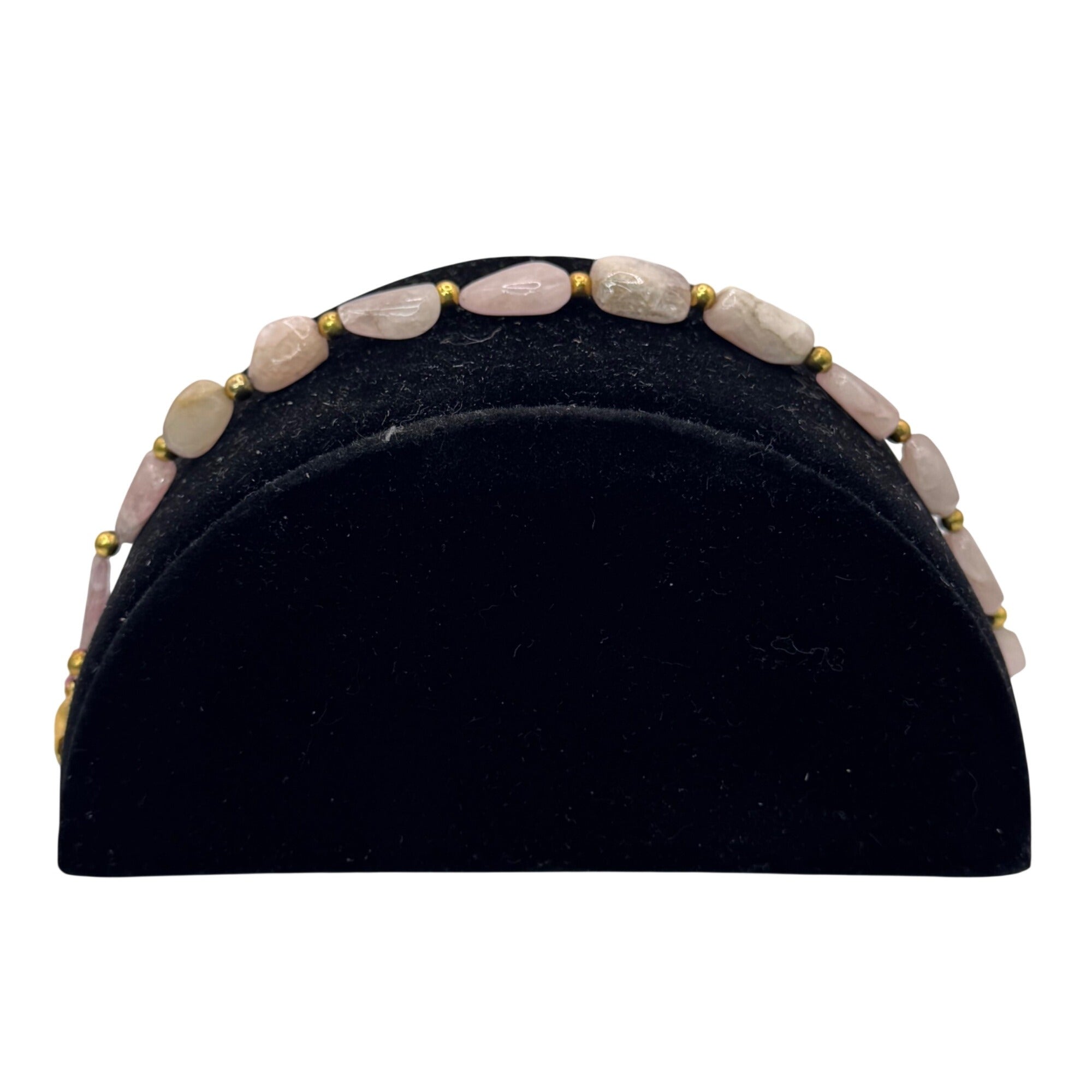 Vintage Natural Rose Quartz Bracelet Gold-Tone 9-11" Anklet Natural Stone Beach