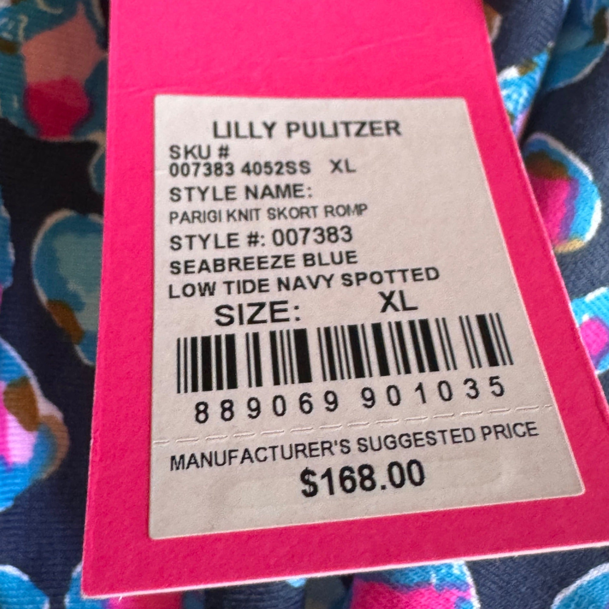 Lilly Pulitzer Parigi Skort Seabreeze Blue Pink XL Short Sleeve Romper NEW $168