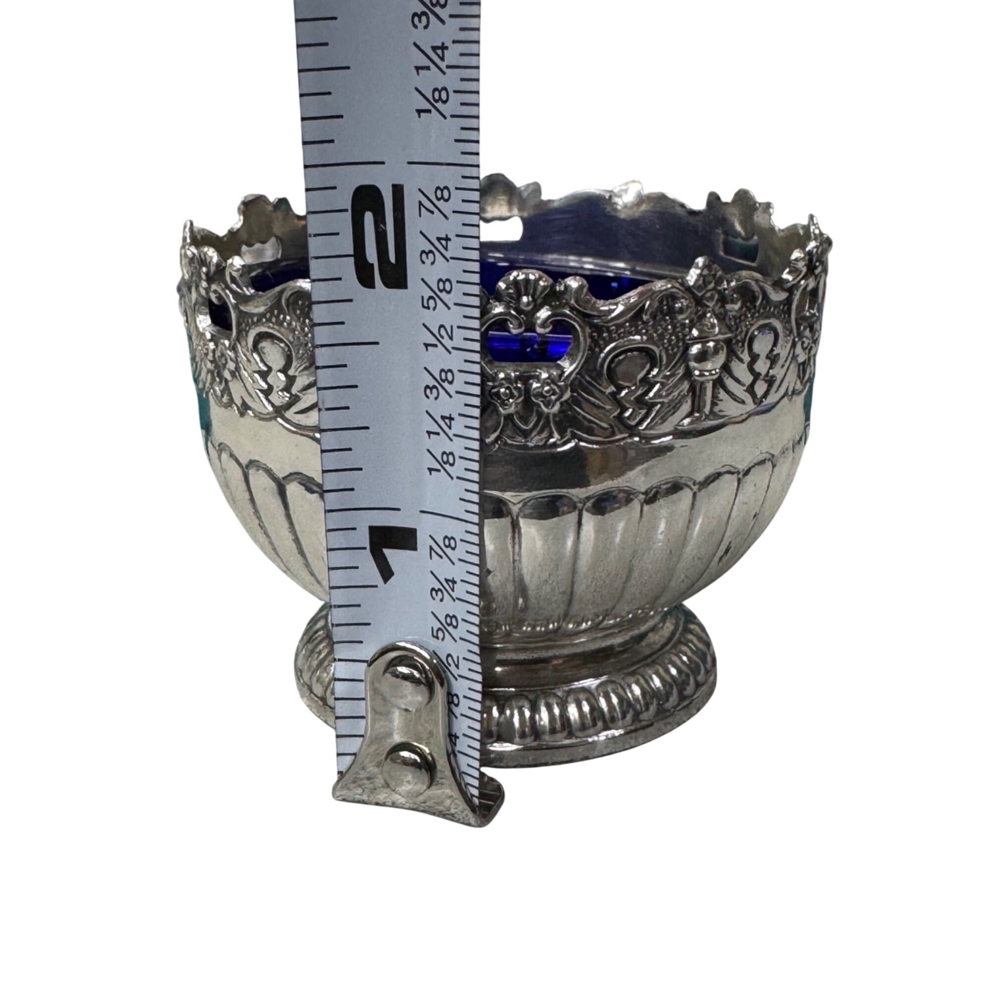 Vintage Raimond Silversmiths Cobalt Blue Glass Salt Cellars w/ Spoons Caviar NEW