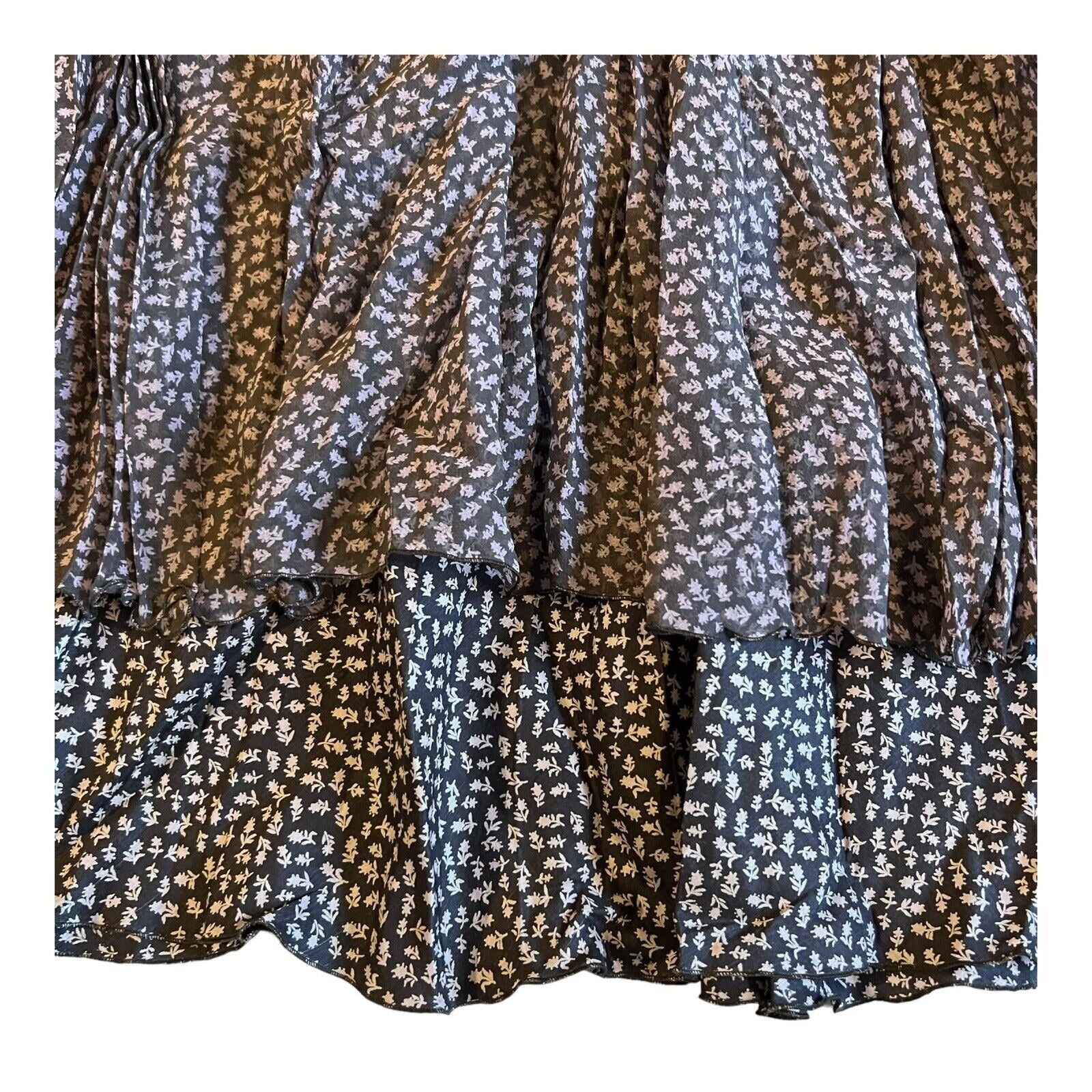 SportMax Ruffle Layered Max Mara Italy Midi Full Seta Silk Floral Skirt Size 8