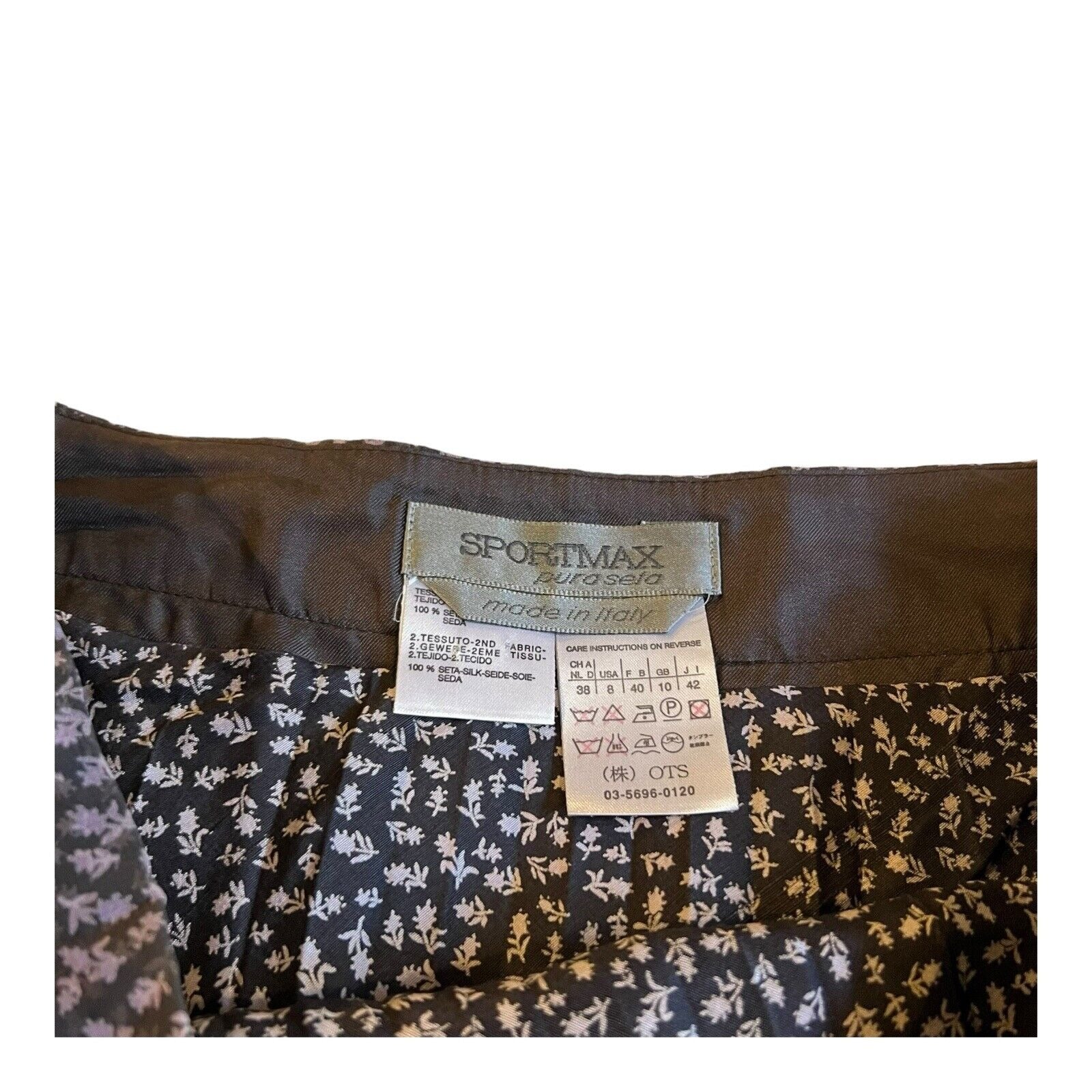 SportMax Ruffle Layered Max Mara Italy Midi Full Seta Silk Floral Skirt Size 8